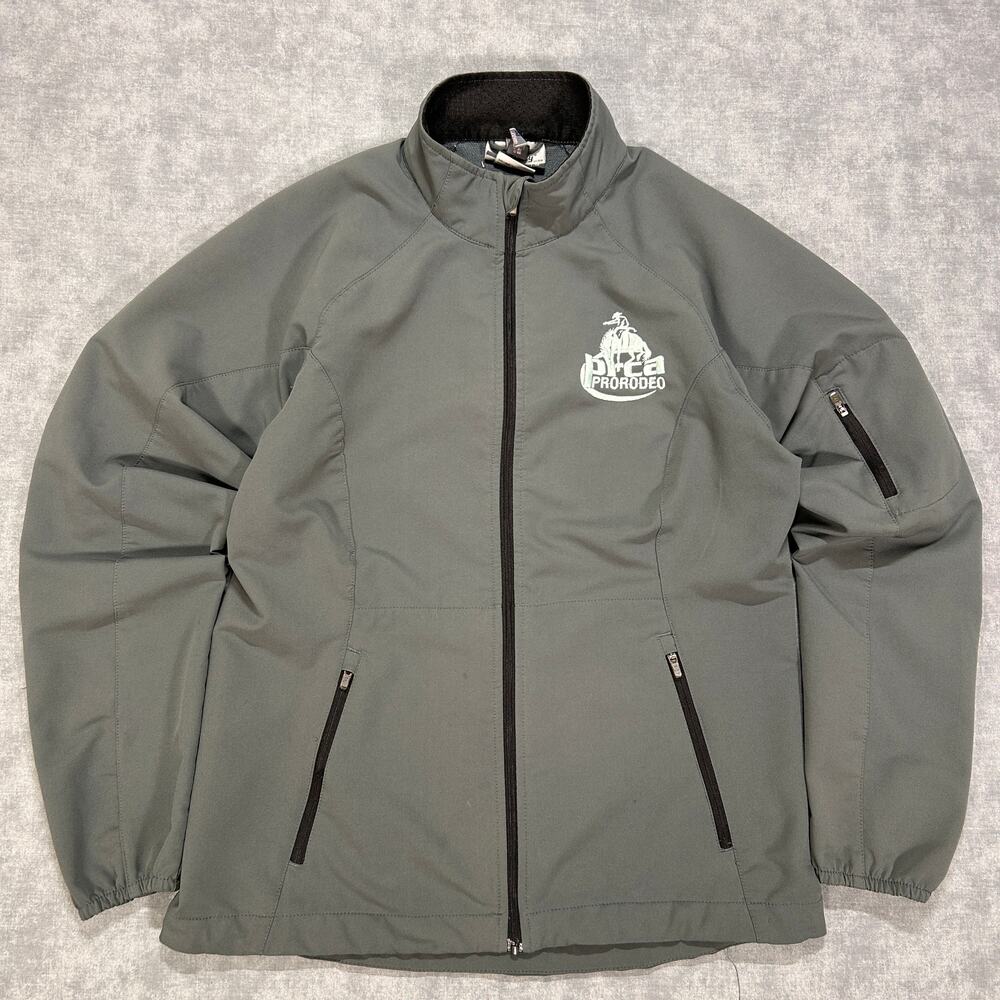Vintage PRCA Pro Rodeo Landway Soft Shell Jacket Womens M Gray Western Y2K